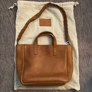 SOLD: Tan Leather Parker Clay Tote Bag with Strap